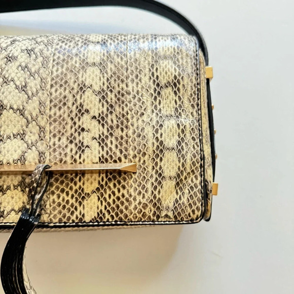 Brian Atwood Cream Snakeskin Leather Crossbody Bag - Picture 2 of 14